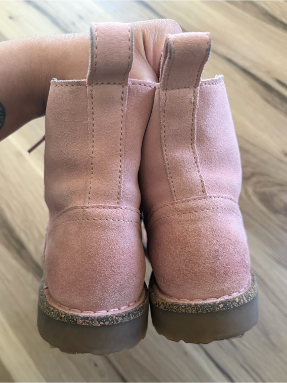 RARE Birkenstock Bryson Lace-Up Combat Boots in Soft Pink Suede 38 - Picture 6 of 10